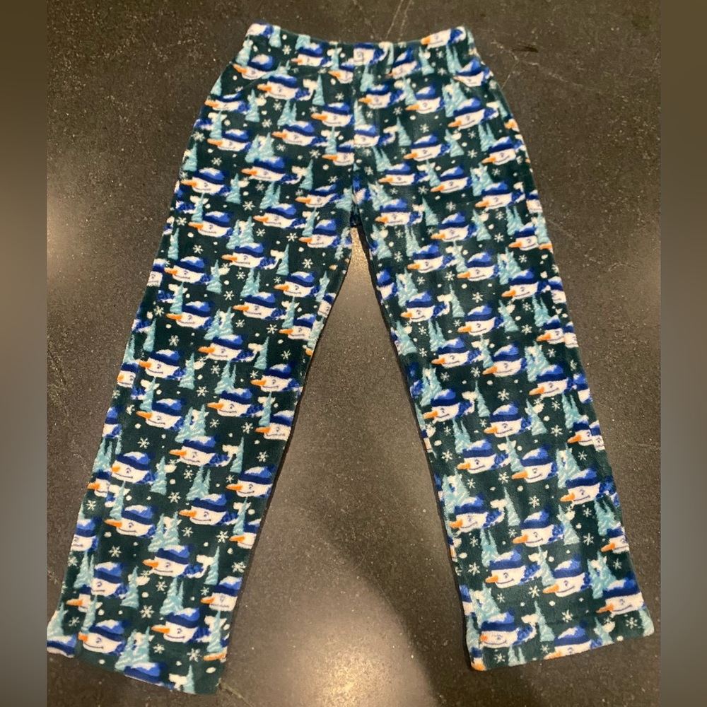 Vineyard Vines kids Christmas high pile fleece pajama bottoms, snowman whale, S